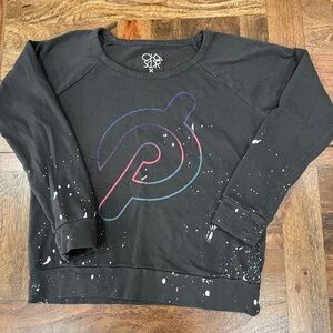 Peloton X Chaser Gray Sweatshirt Paint Distressed With Logo Size S Cotton